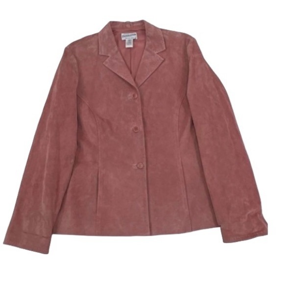 Pendleton Women’s Blazer Genuine Suede Leather Mauve Pink Lined 3 Buttons EUC - Picture 1 of 15
